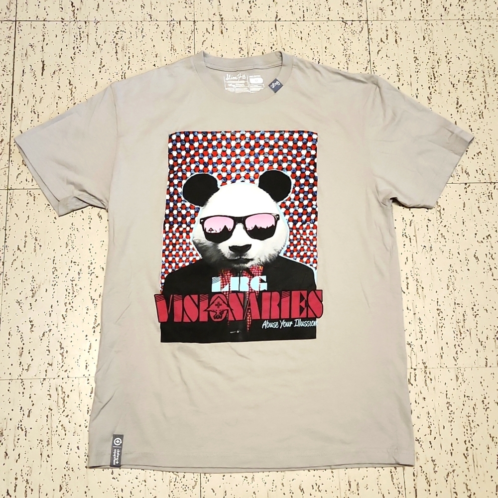 Lrg Lifted Research Group Grey Panda Visionaries Logo T Shirt Vintage Y2K
